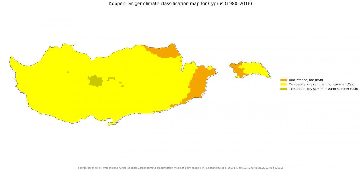 Mapa de temperatura de Chipre