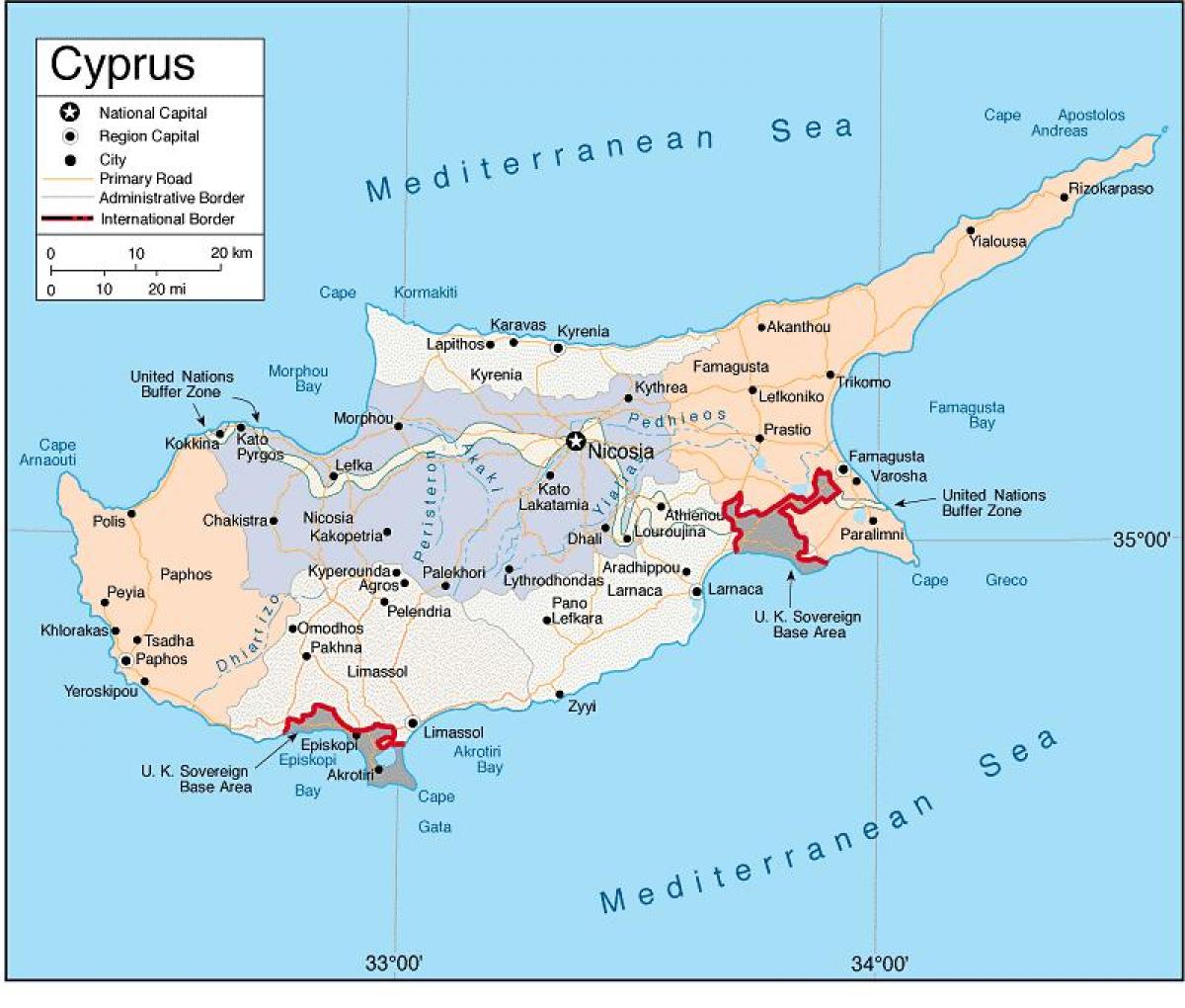 Mapa de la capital de Chipre